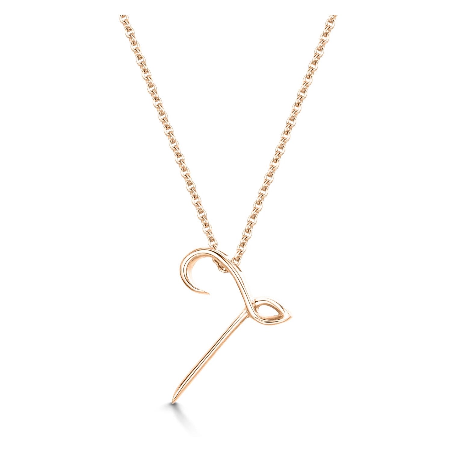 Rose Gold Letter T Initial Pendant & Chain