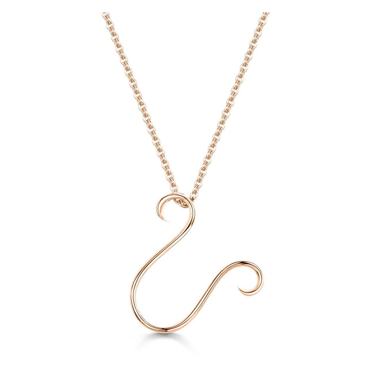 Rose Gold Letter U Initial Pendant & Chain