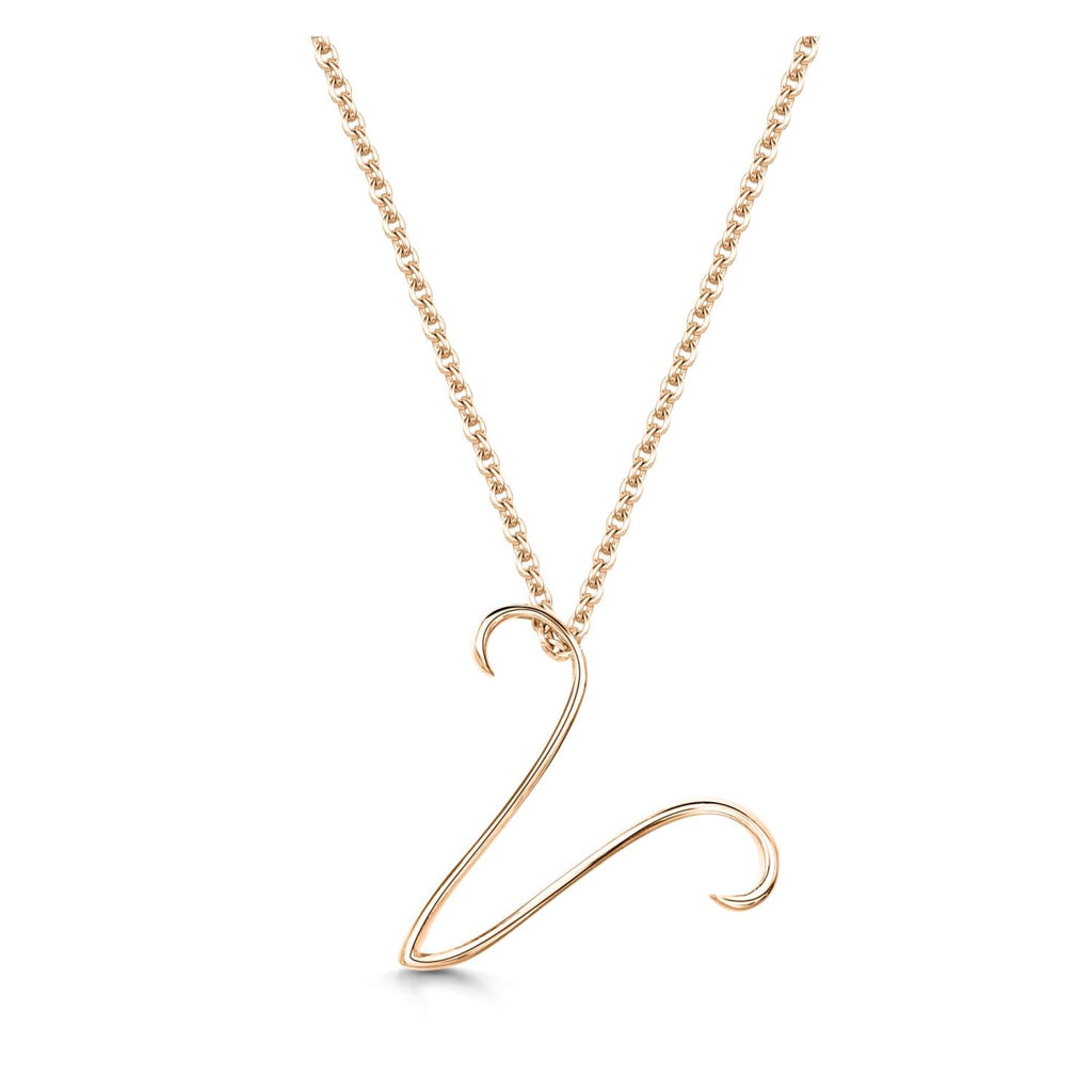 Rose Gold Letter V Initial Pendant & Chain