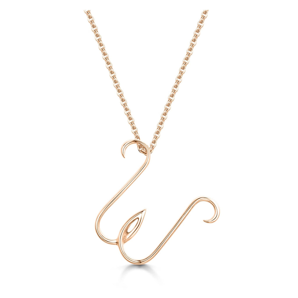 Rose Gold Letter W Initial Pendant & Chain