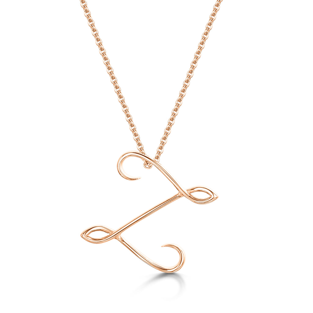 Rose Gold Letter Z Initial Pendant & Chain