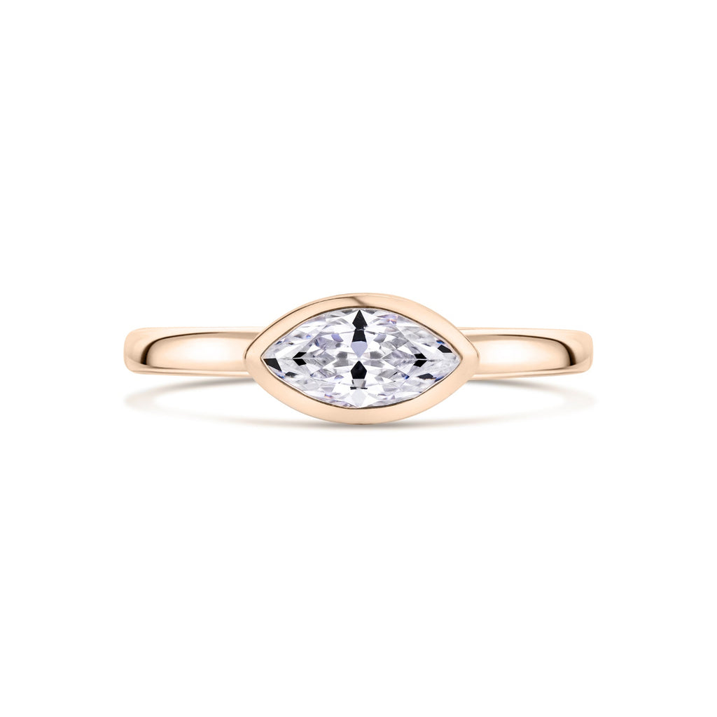 Rose Gold Marquise East West Solitaire Engagement Ring