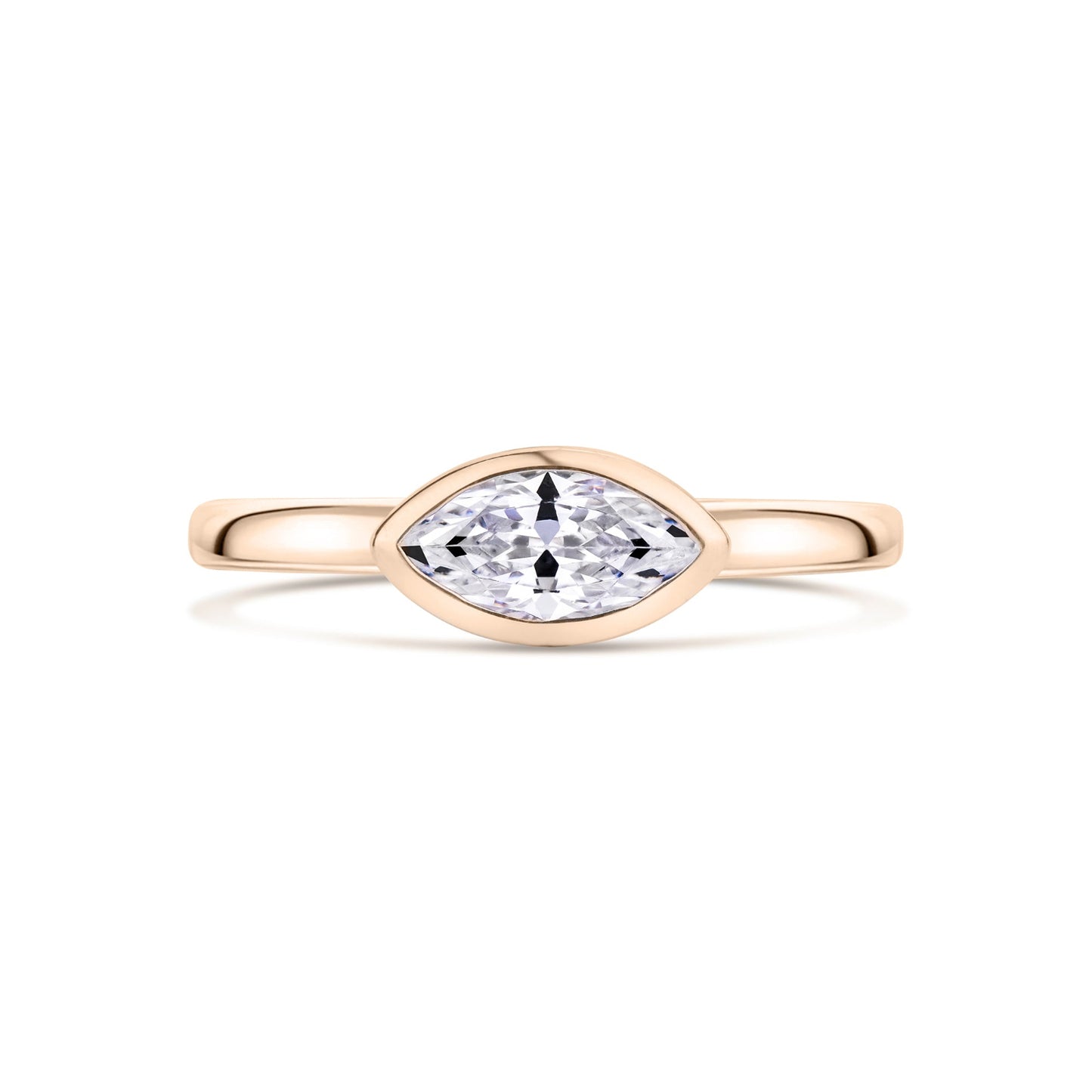 Rose Gold Marquise East West Solitaire Engagement Ring