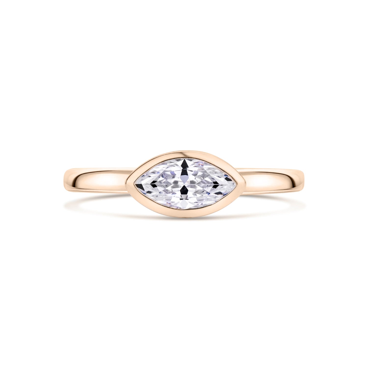 Rose Gold Marquise East West Solitaire Engagement Ring