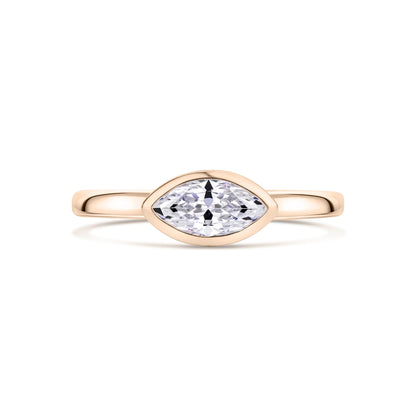 Rose Gold Marquise East West Solitaire Engagement Ring