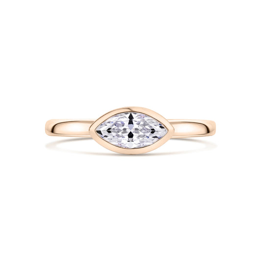 Rose Gold Marquise East West Solitaire Engagement Ring