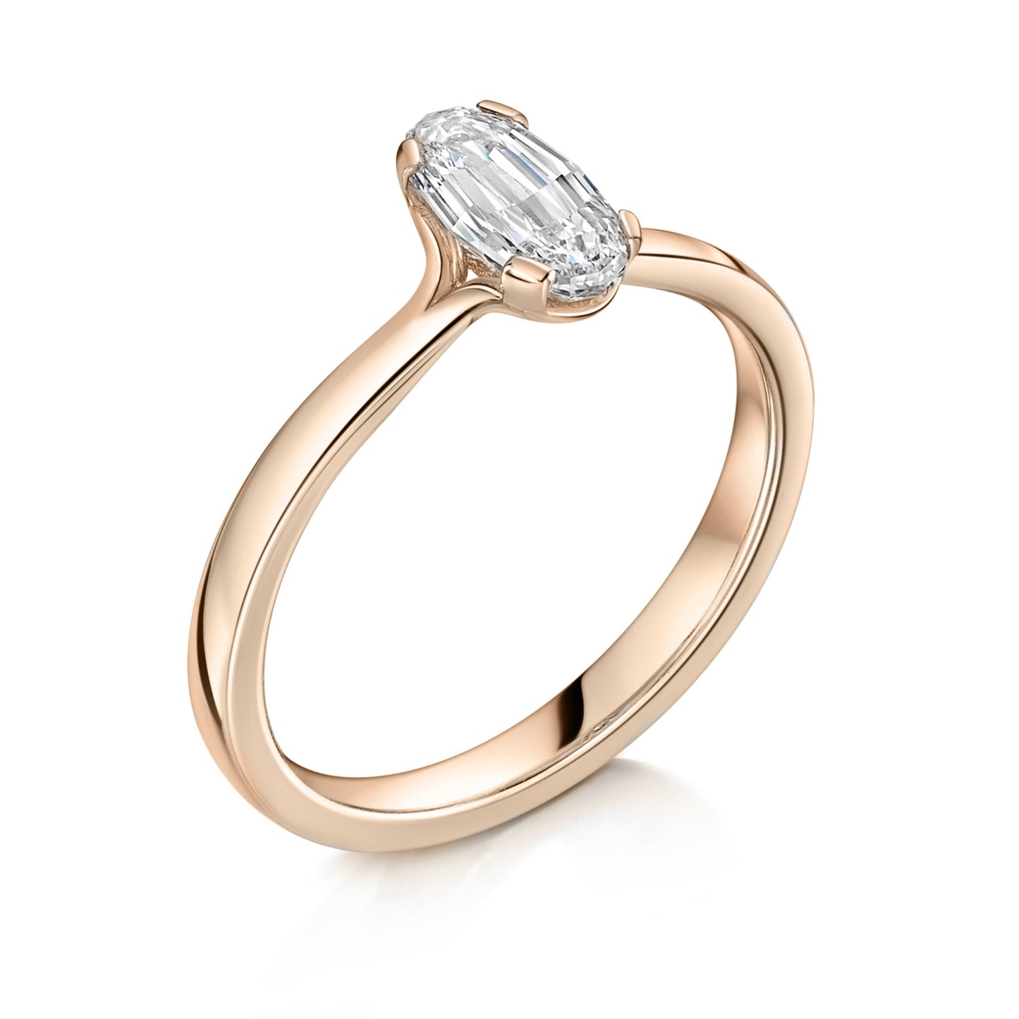 Rose Gold Signature Solitaire Engagement Ring - angled view on a white background