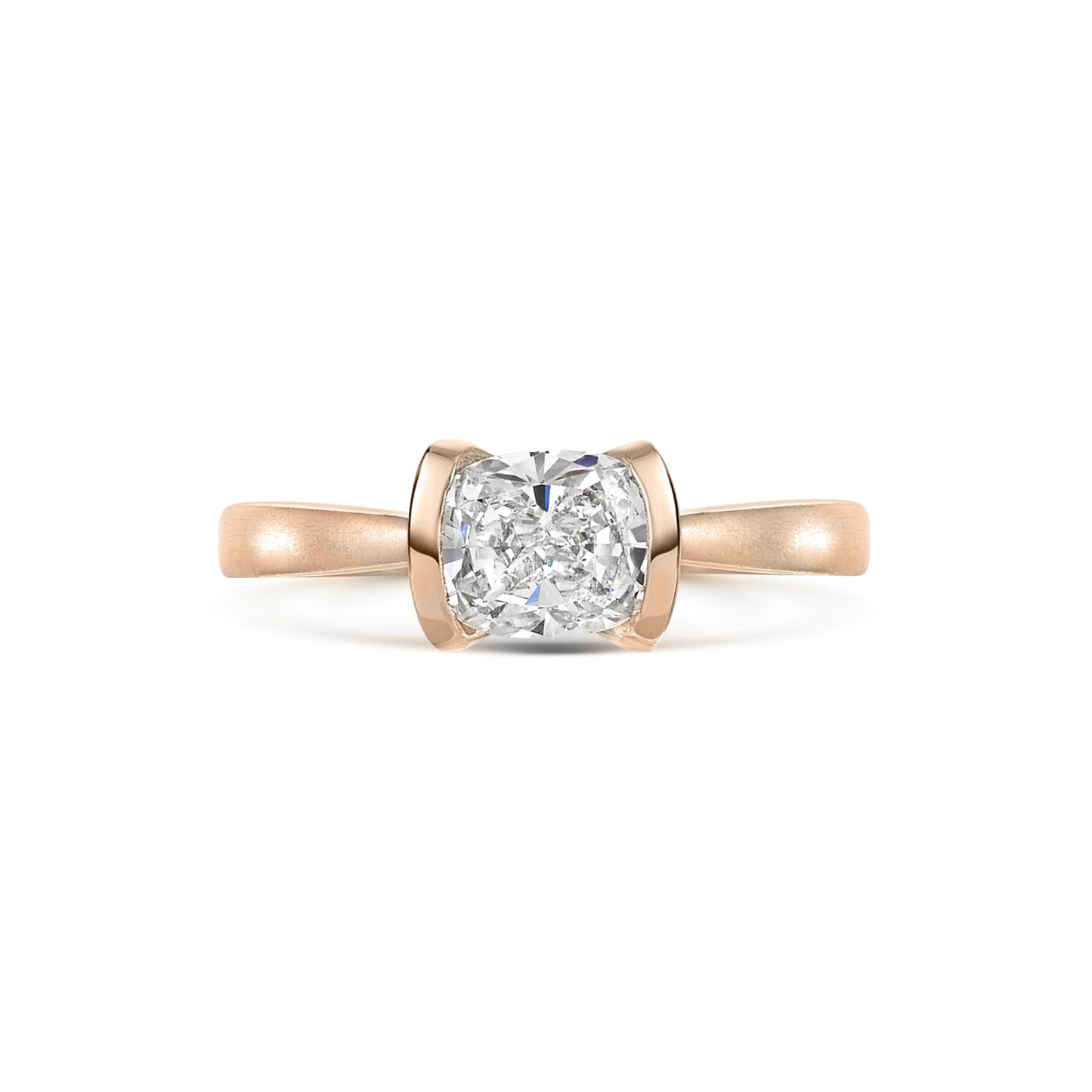 Rose gold cushion cut diamond engagement ring