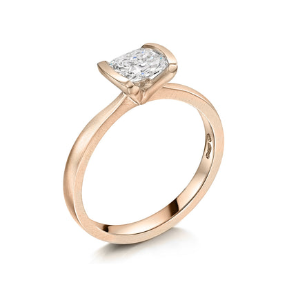 Rose gold cushion cut diamond engagement ring - Side view