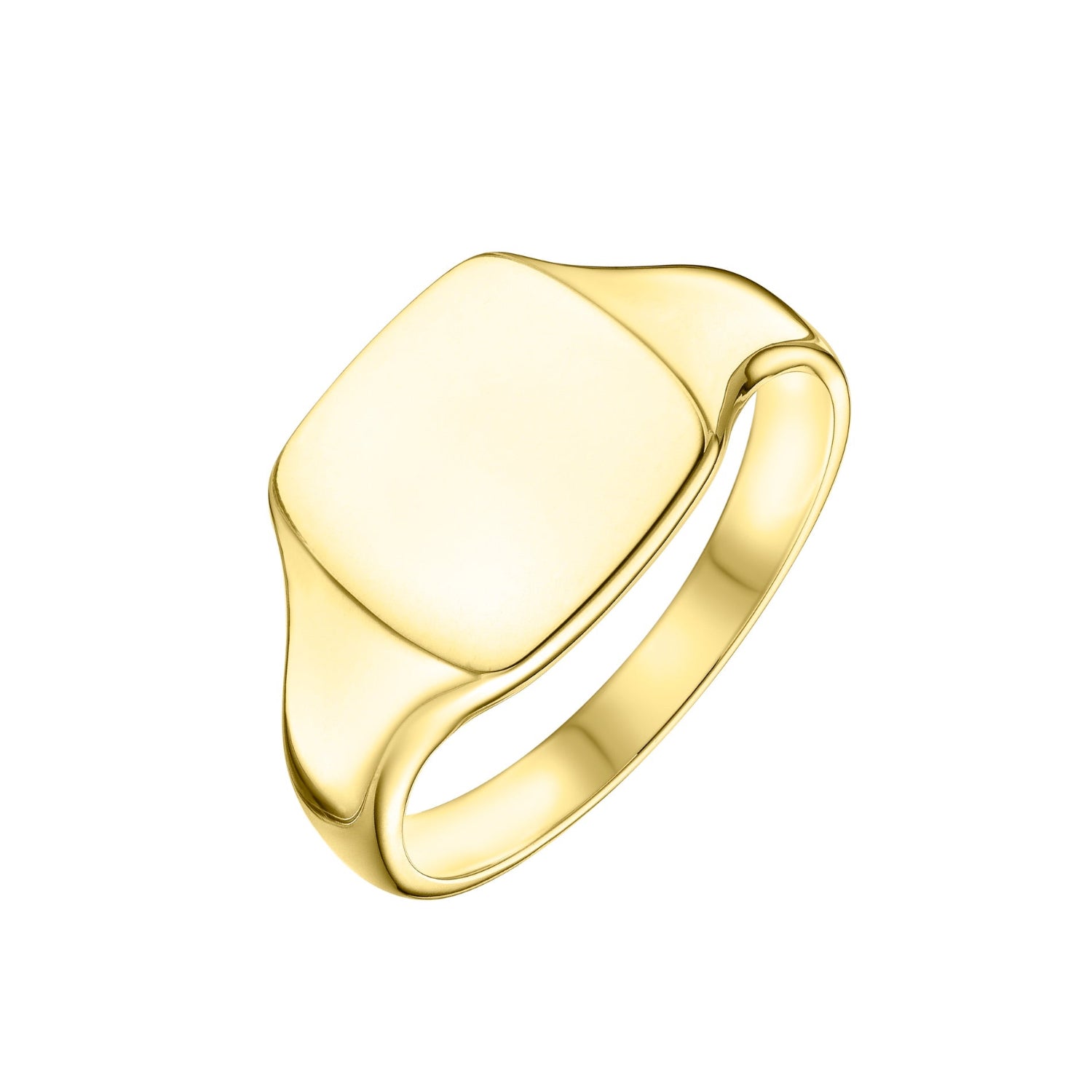 Rounded Flat face gold signet ring UK made