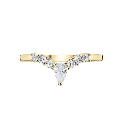 Shaped Diamond Wishbone Ring in Yellow Gold on white background 