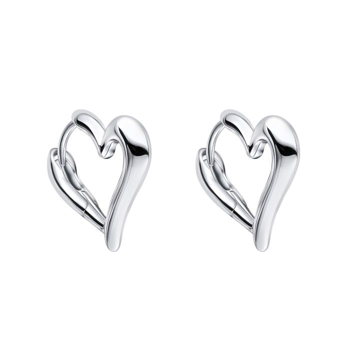 Silver Heart Hoop Earrings