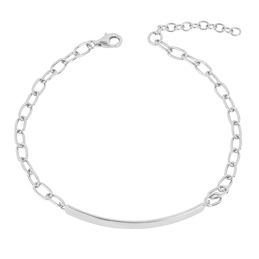 Silver Engravable ID Bar Bracelet for Ladies 