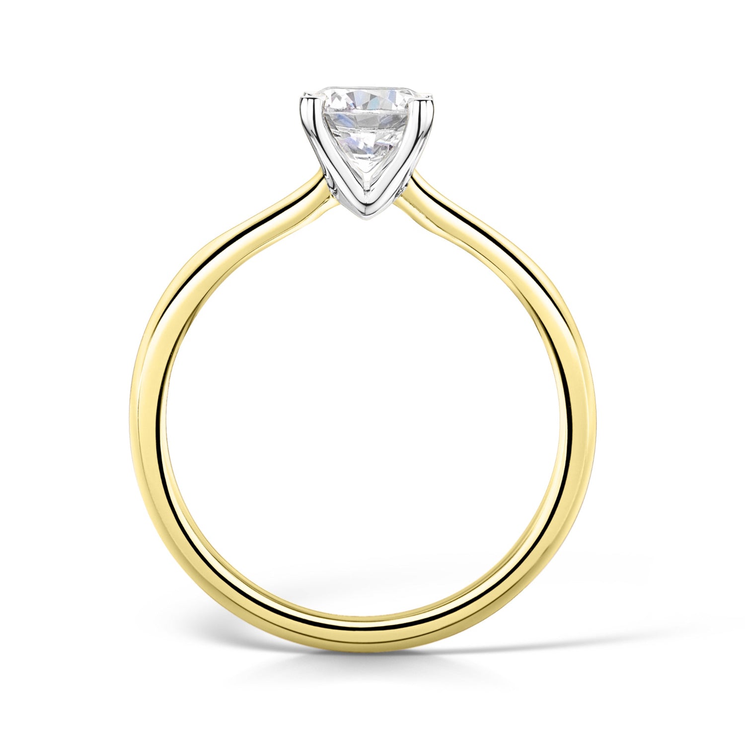 Simple Round Diamond Solitaire in 18ct yellow gold - Side