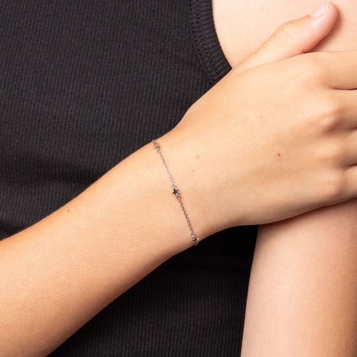 Girls Silver Star Bracelet on model 