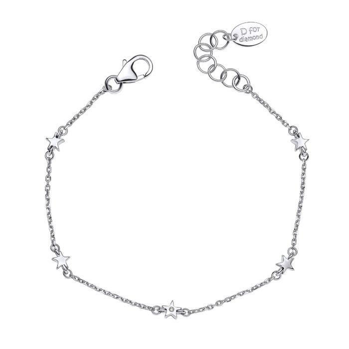 Girls Silver Star Diamond Bracelet