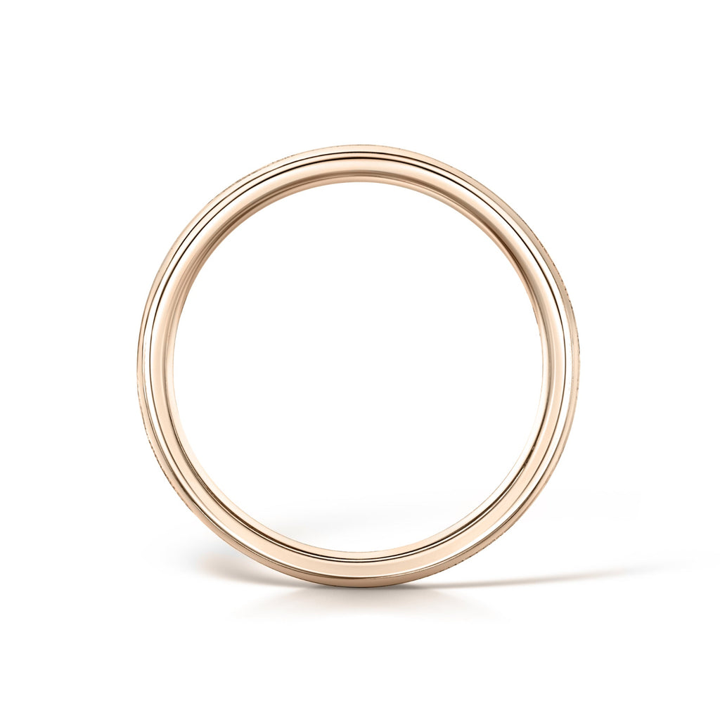 Wedding Band with Hand Engraved Leaves in Rose Gold