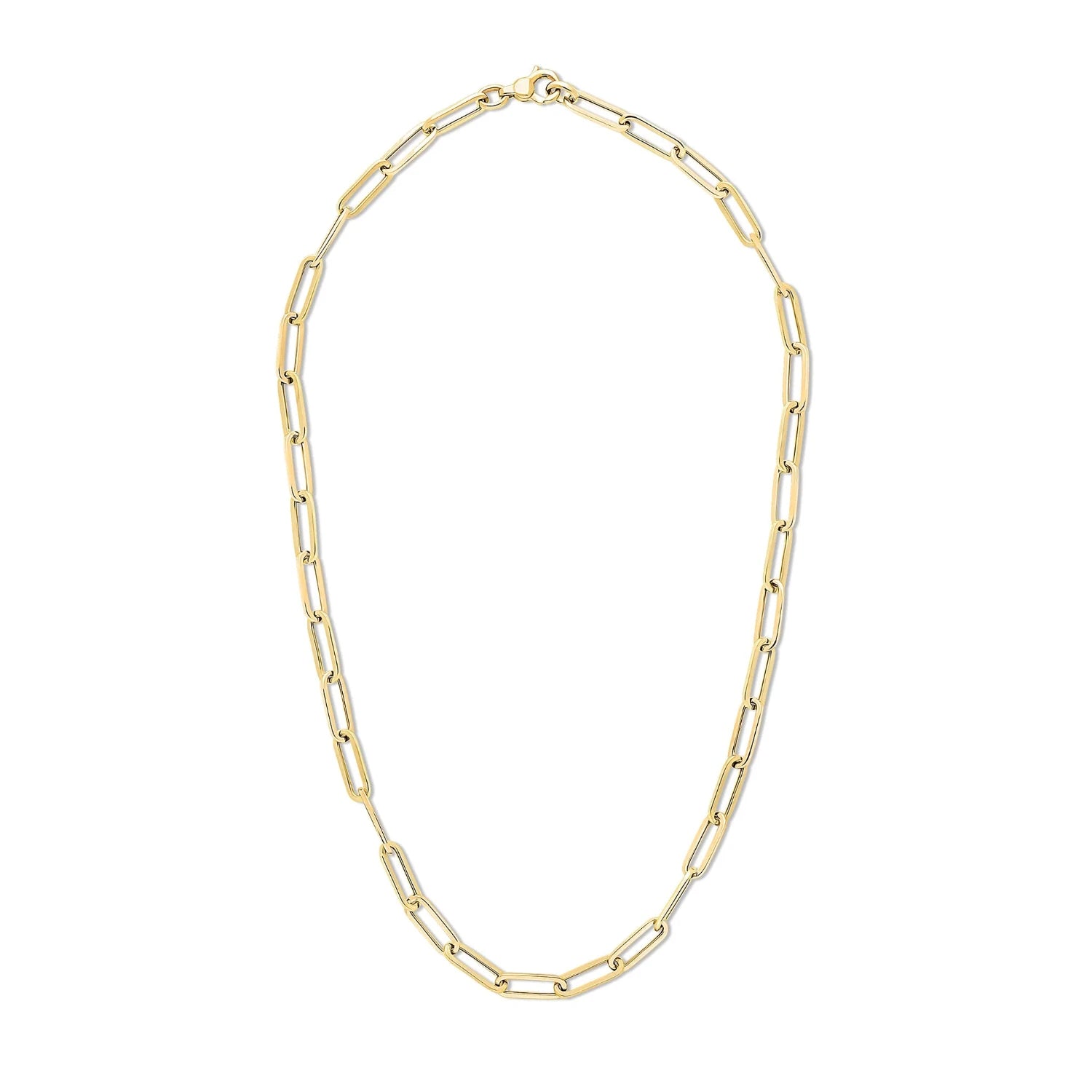 Yellow Gold Chunky Paperclip Chain on a white background