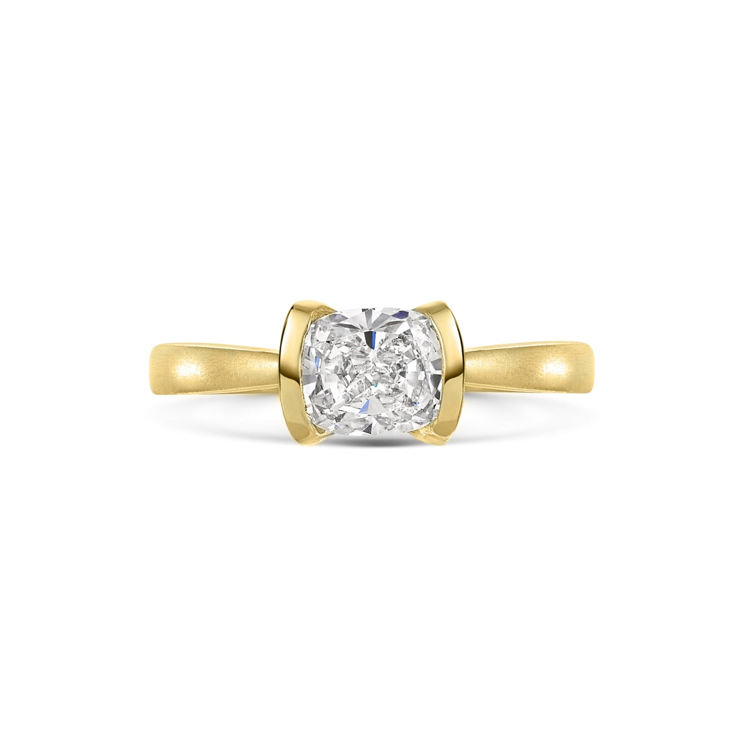 Yellow gold cushion cut diamond engagement ring