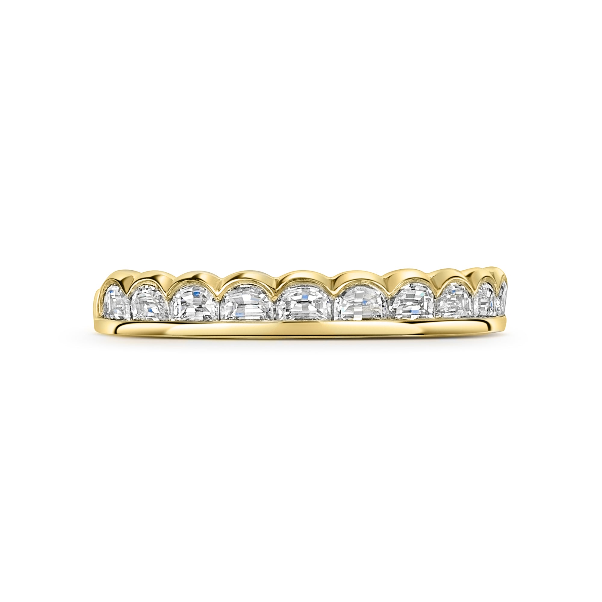 Half Moon Diamond Eternity Wedding Ring in Yellow Gold