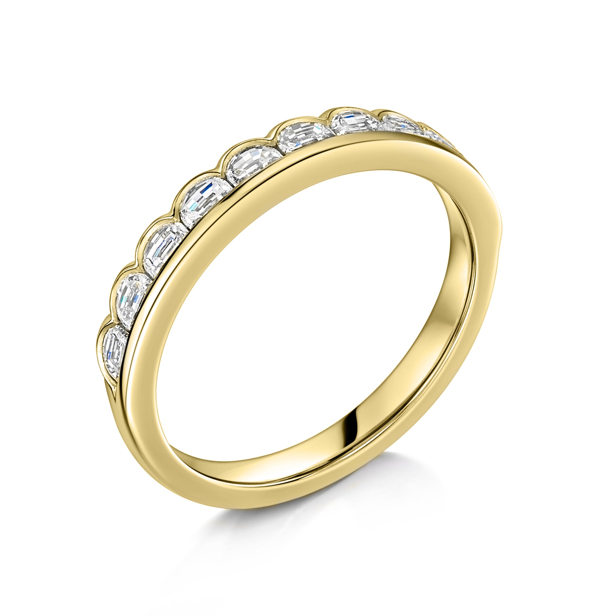 Half Moon Diamond Eternity Wedding Ring in Yellow Gold