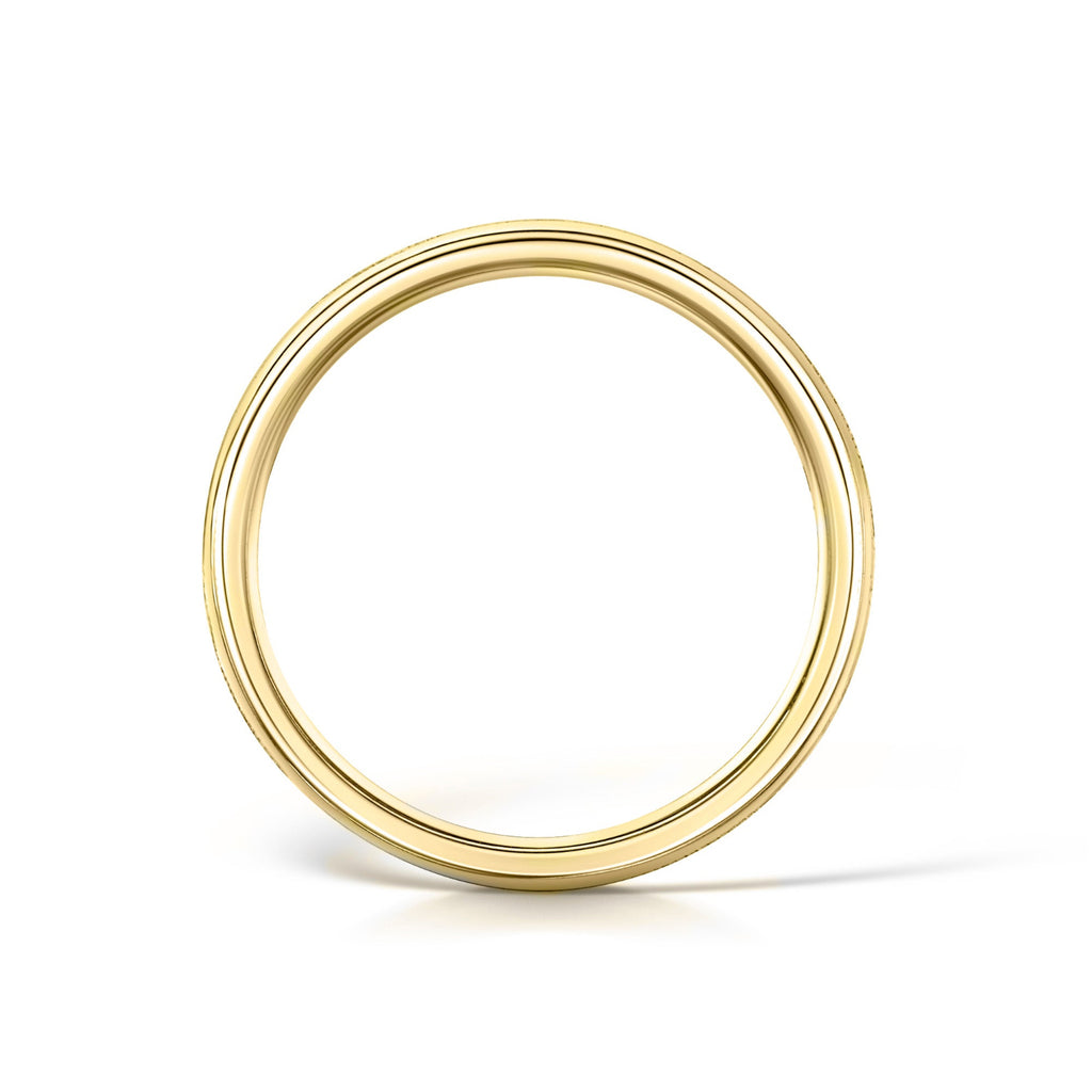 Yellow Gold Leaf Design Wedding Ring - Side View
