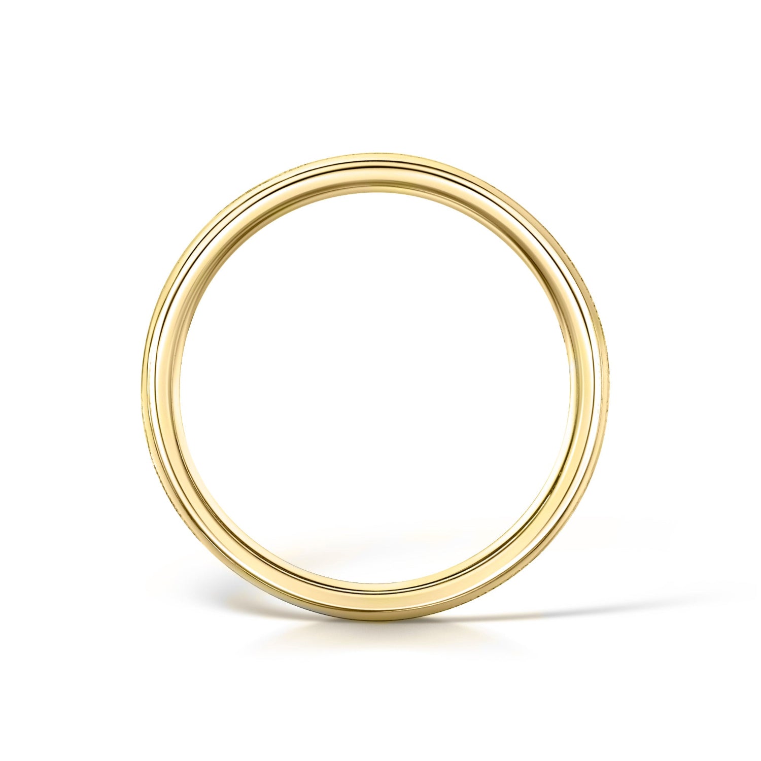 Yellow Gold Leaf Design Wedding Ring - Side View