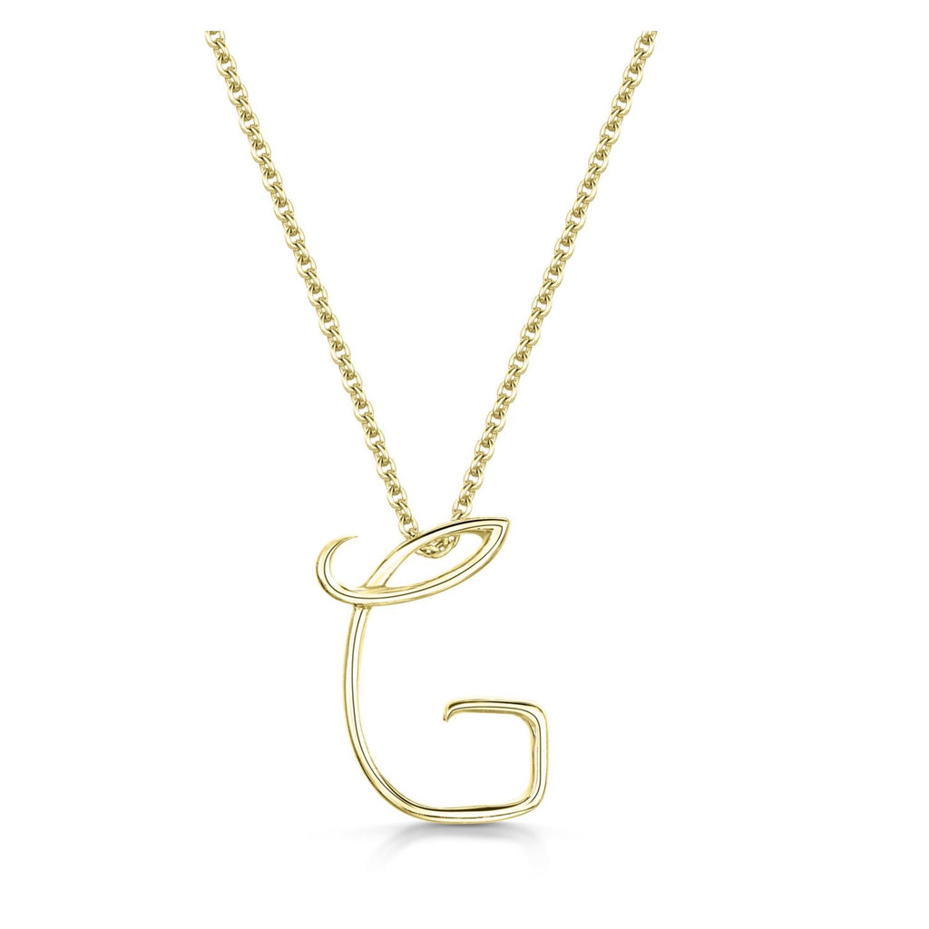 Yellow Gold Letter G Initial Pendant & Chain