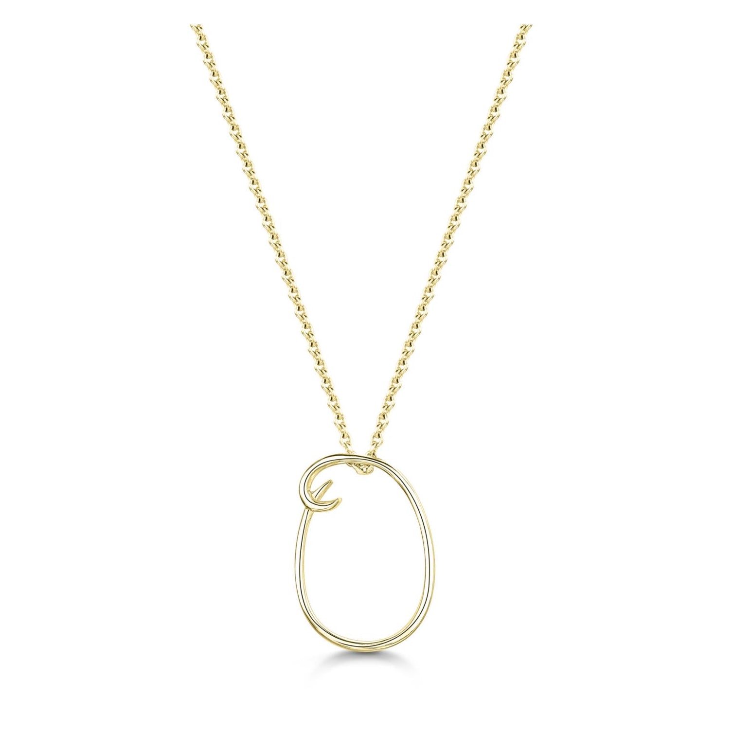Yellow Gold Letter O Initial Pendant & Chain