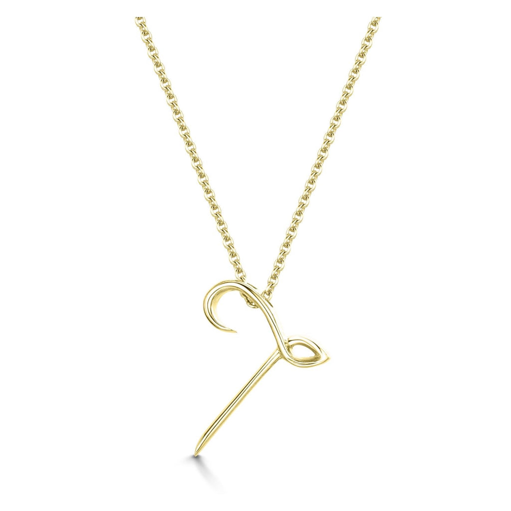 Yellow Gold Letter T Initial Pendant & Chain