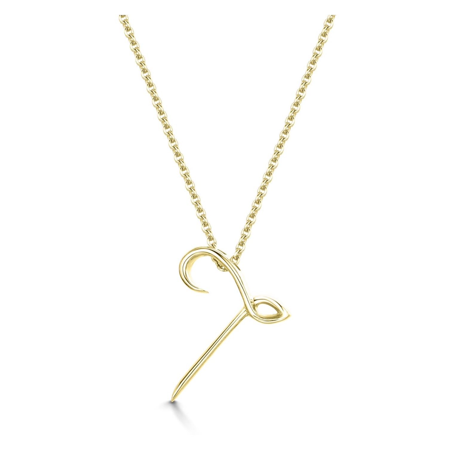 Yellow Gold Letter T Initial Pendant & Chain