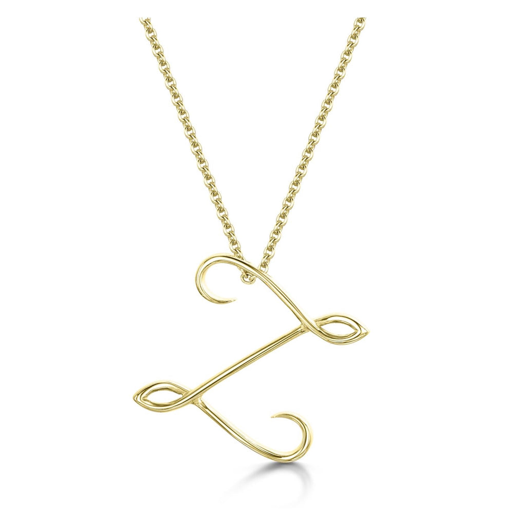 Yellow Gold Letter Z Initial Pendant & Chain