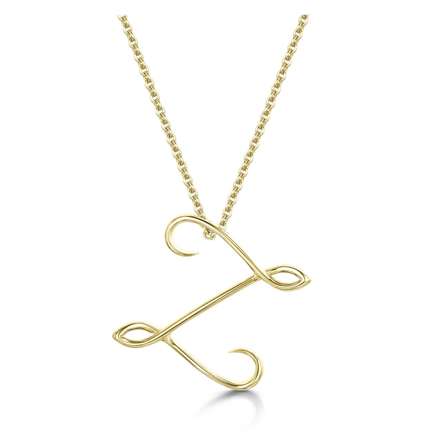 Yellow Gold Letter Z Initial Pendant & Chain