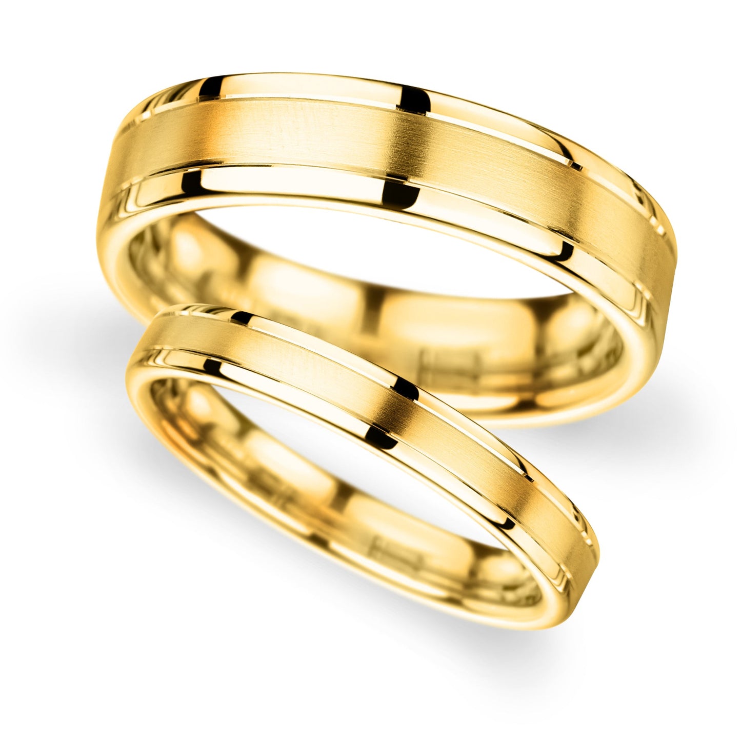 Yellow Gold Polished & Matte Wedding Rings