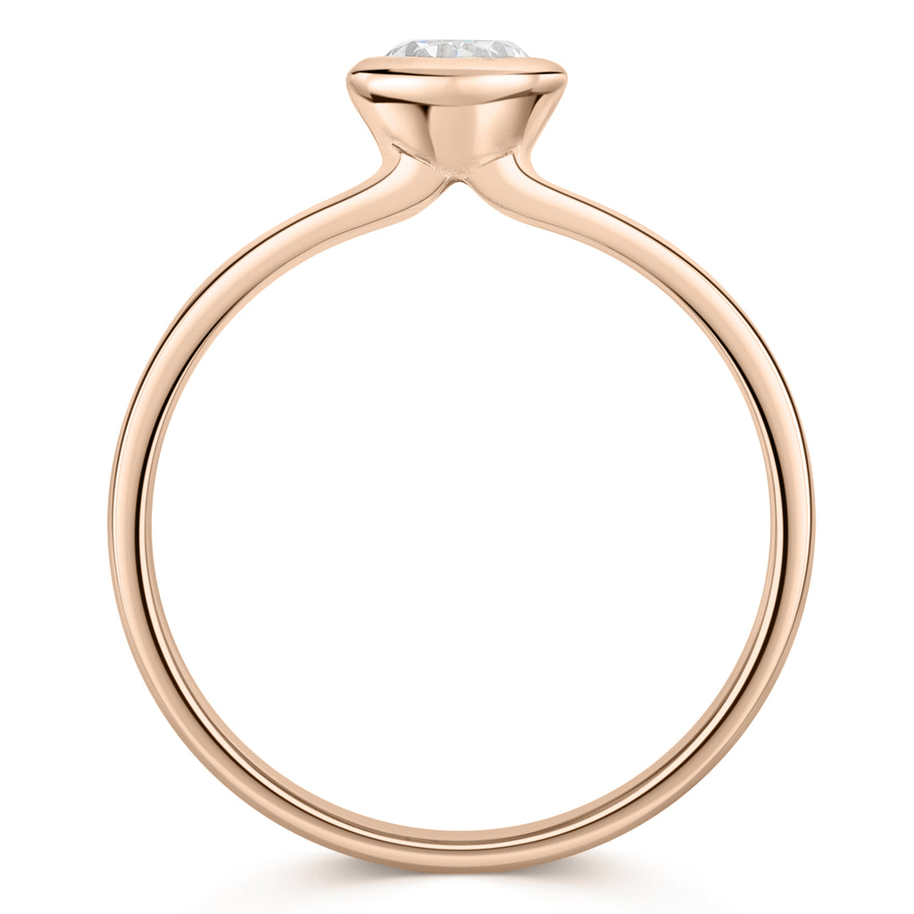 Bezel Set Oval Engagement Ring in Rose Gold.