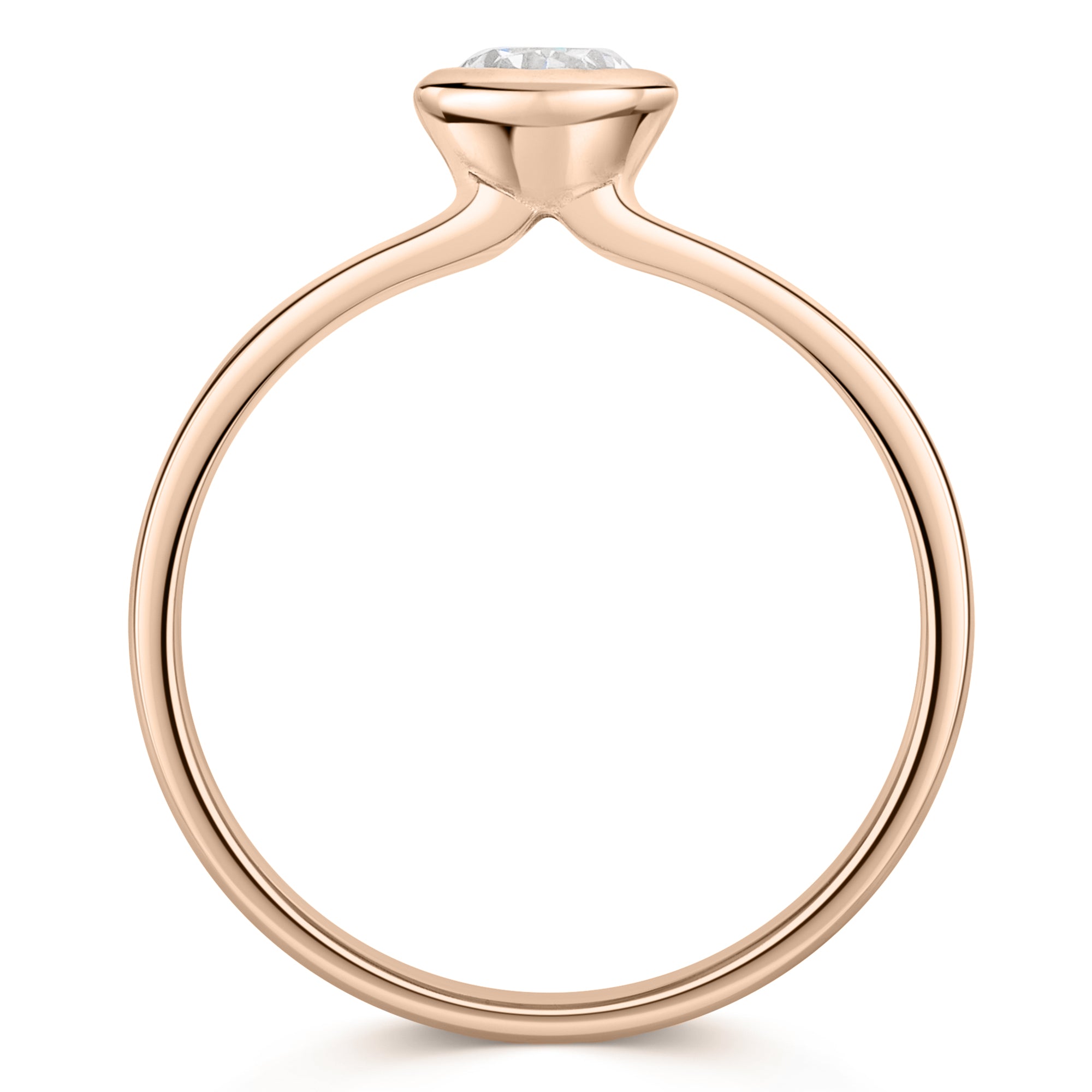 Bezel Set Oval Engagement Ring in Rose Gold.