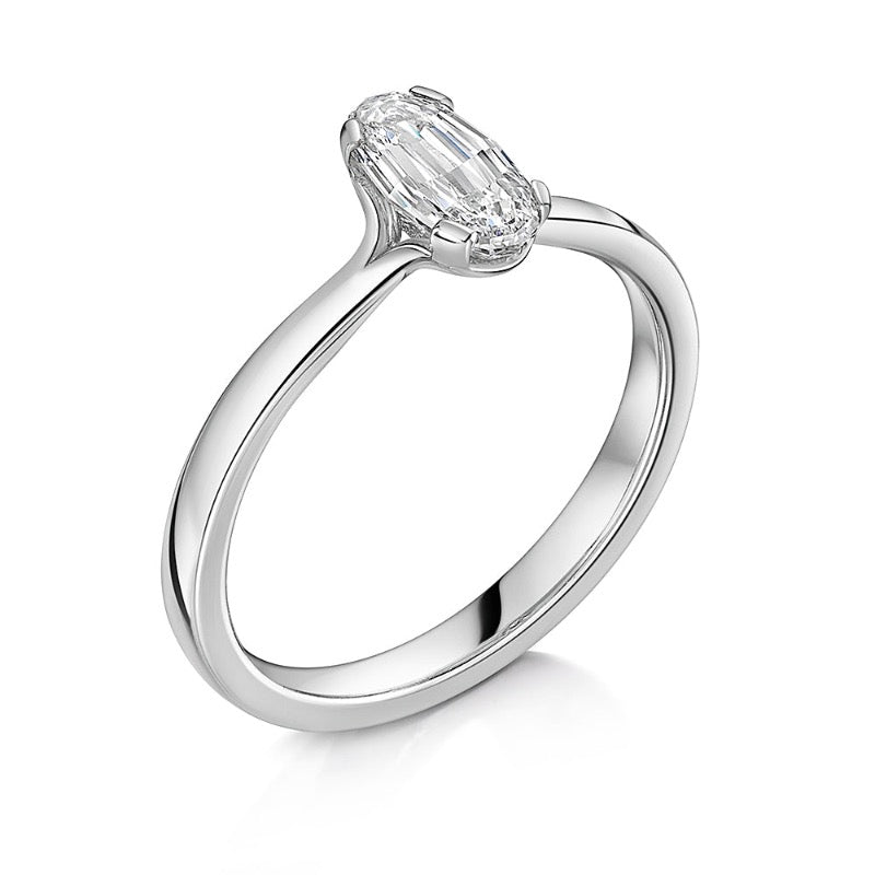 Unique Oval Step Cut Diamond Engagement Ring