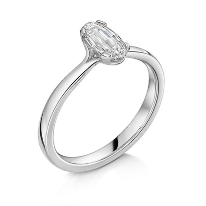 Unique Oval Step Cut Diamond Engagement Ring