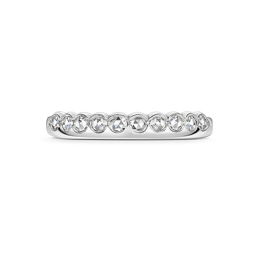 Rose Cut Diamond Wedding Ring in platinum.