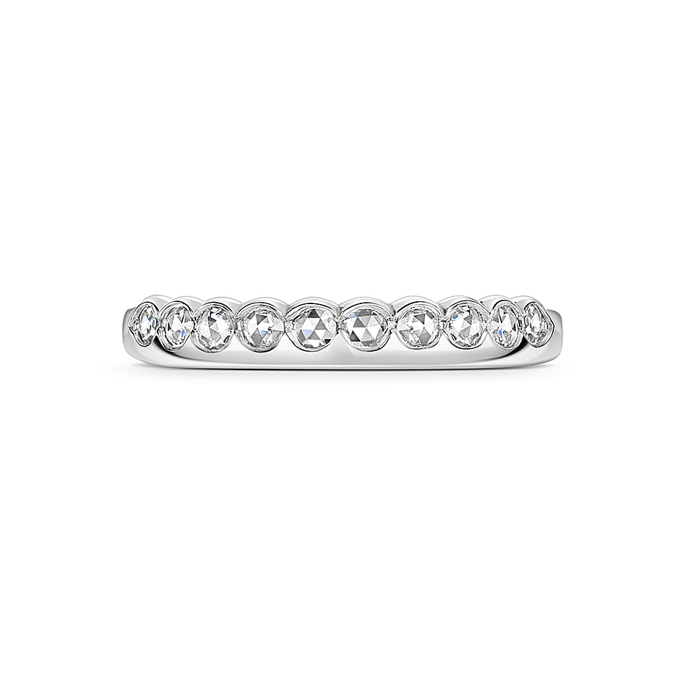 Rose Cut Diamond Wedding Ring in platinum.