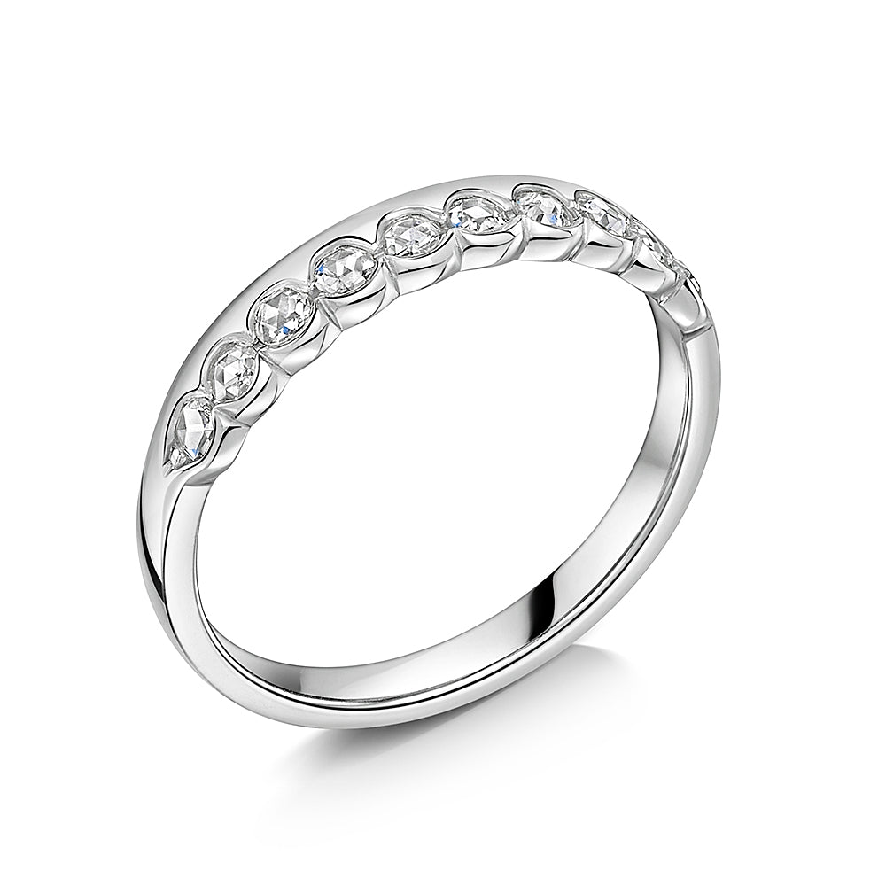 Rose Cut Diamond Wedding Ring in Platinum