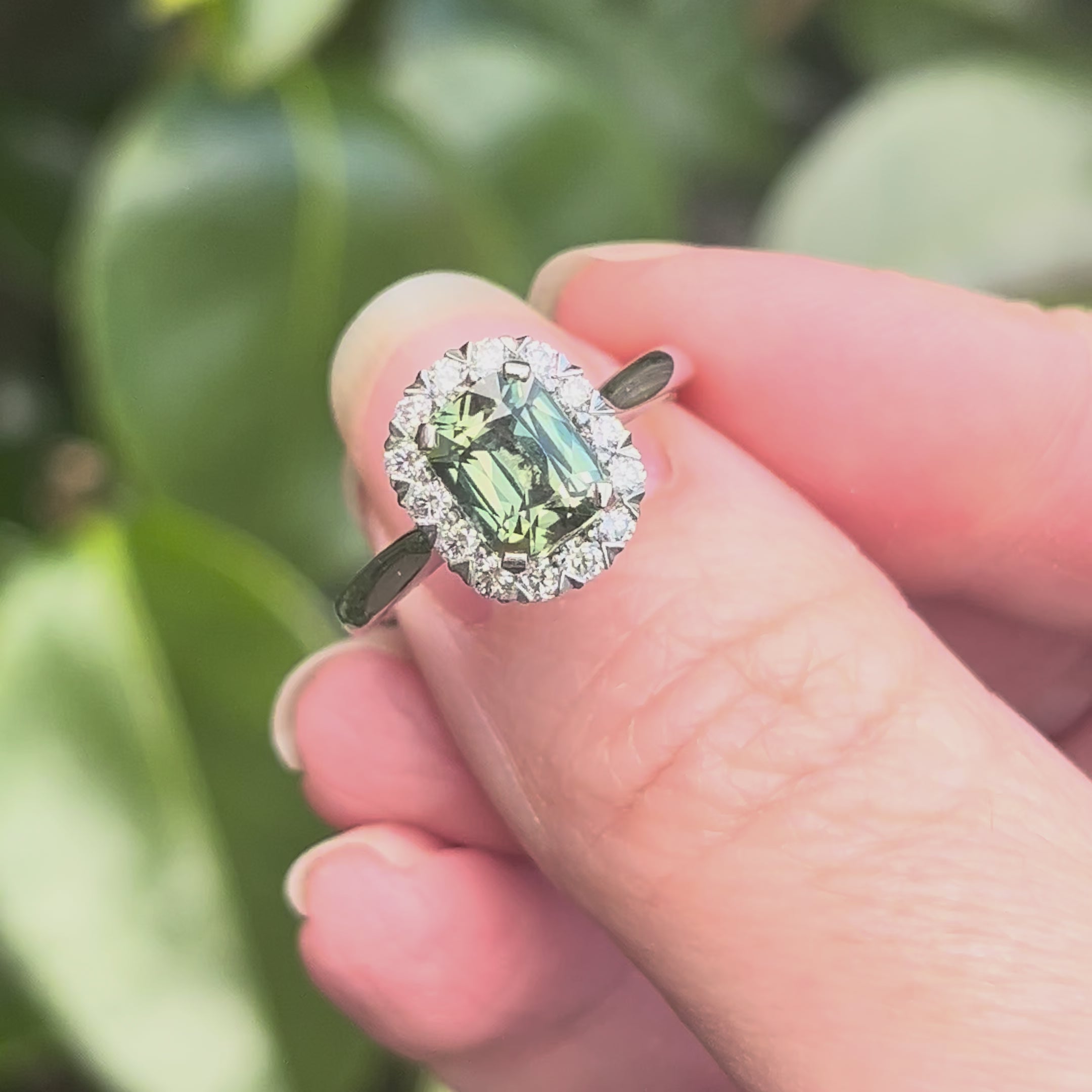 Green Sapphire Engagement Ring