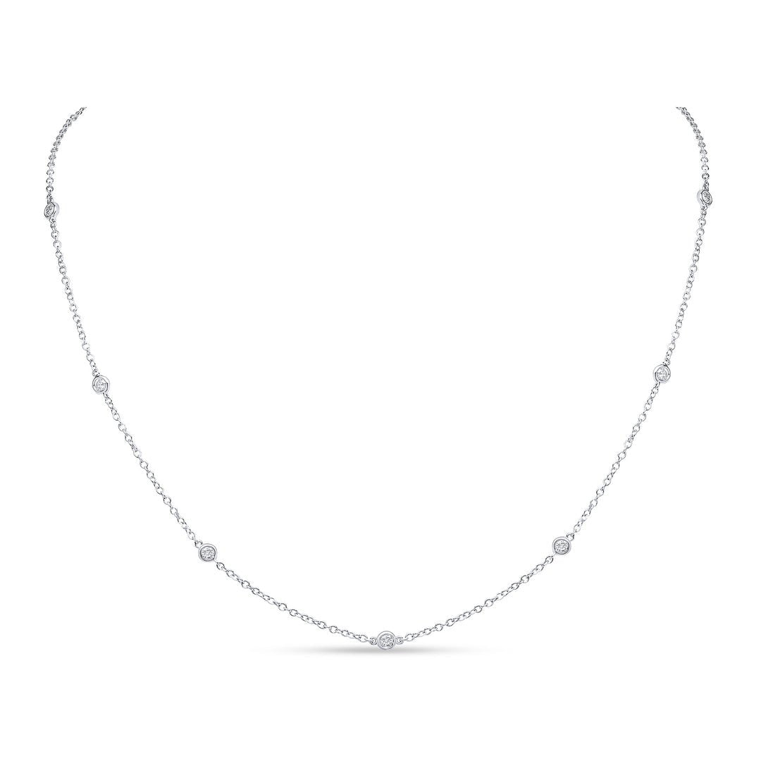 18ct White Gold Diamond Station Necklace
