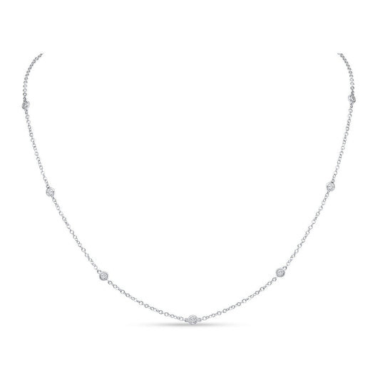 18ct White Gold Diamond Station Necklace