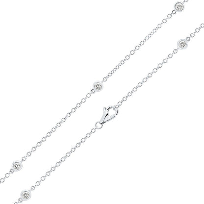 Close up of the clasp on 18ct White Gold Diamond Station Necklace
