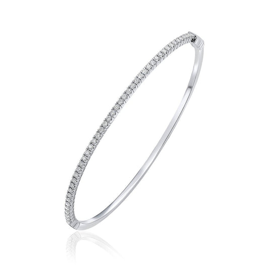Diamond Bangle in 18ct White Gold with white background.