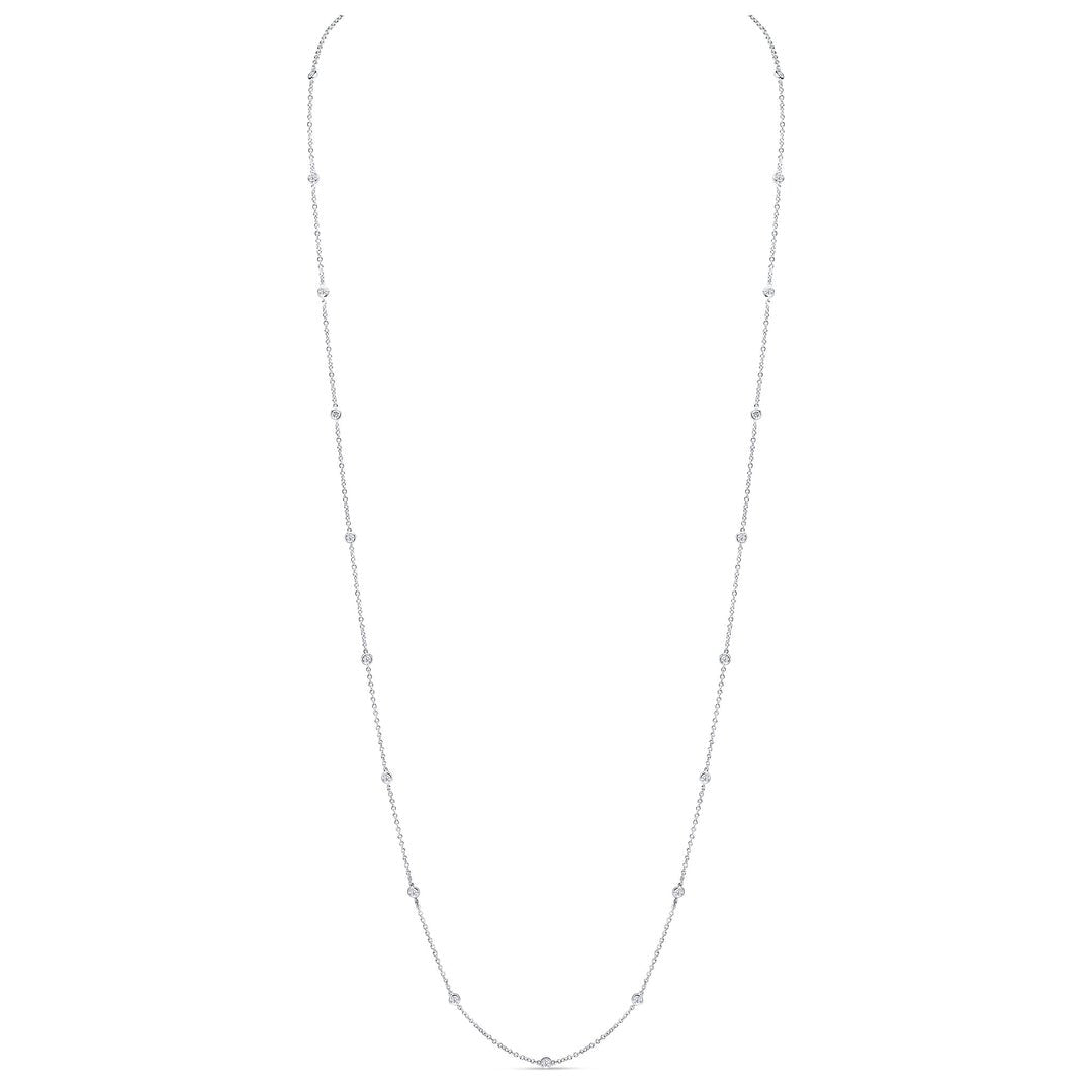 18ct White Gold Diamond Station Necklace in an Opera length
