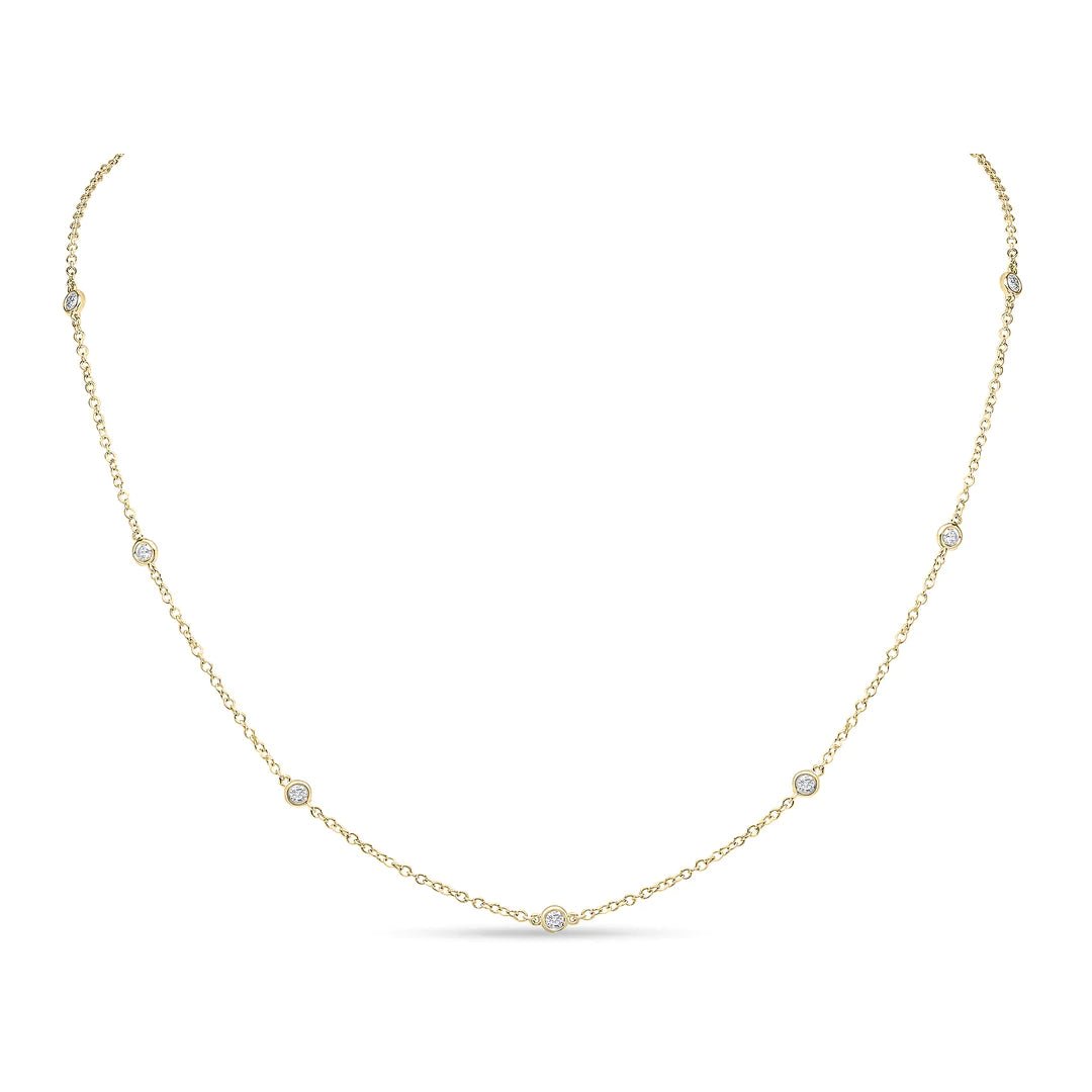18ct Yellow Gold Diamond Station Necklace