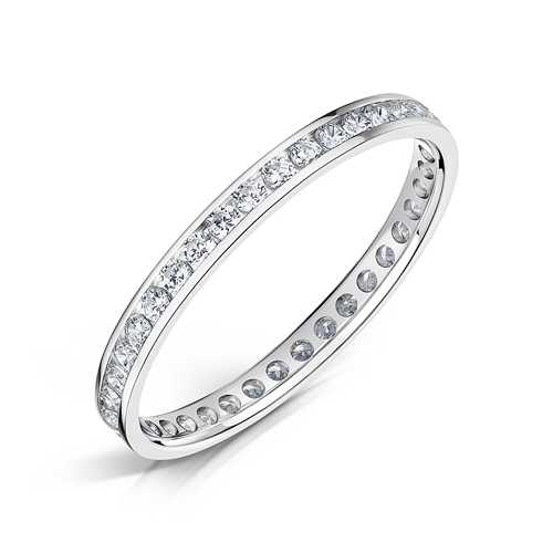 2.0mm Diamond Full Channel Set Wedding ring in Platinum 