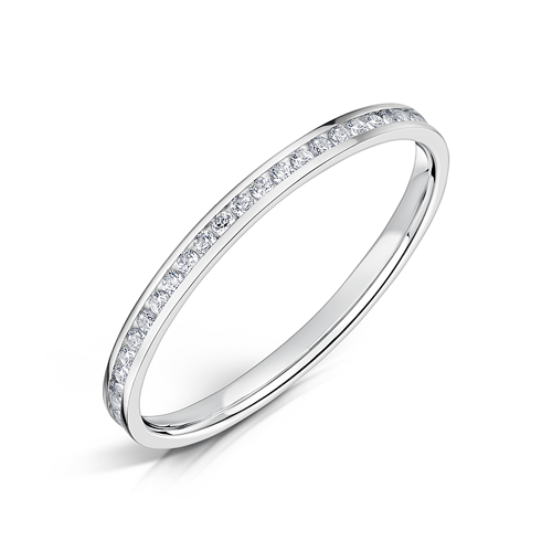 2.mm Diamond Channel Set Wedding ring in Platinum 